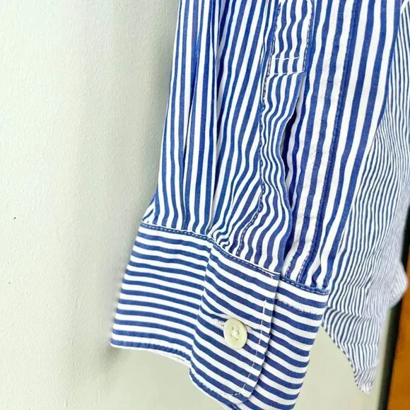Comme Des Garçons PLAY Navy Blue White Striped Button Front Up Shirt